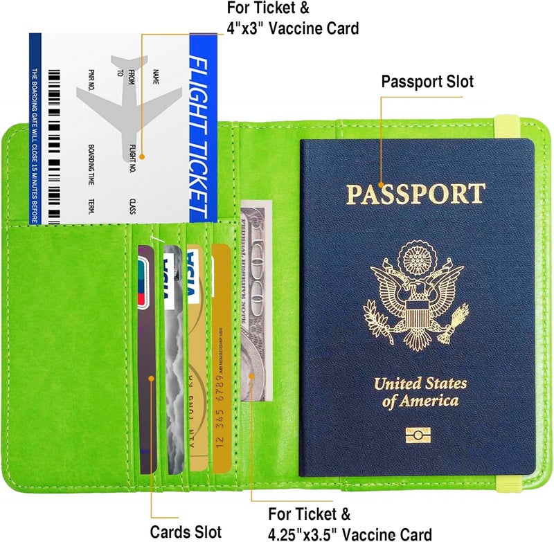 FACATH Premium Passport Holder for Travel, RFID Blocking Passport Cover Slim, Durable & Travel-Friendly, Passport Wallet Keep Your Documents Safe & Organized (Green) - Image 3